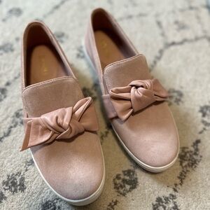Michael Kors Willa Slip On Ballet Pink Bow Suede Sneaker Loafer
